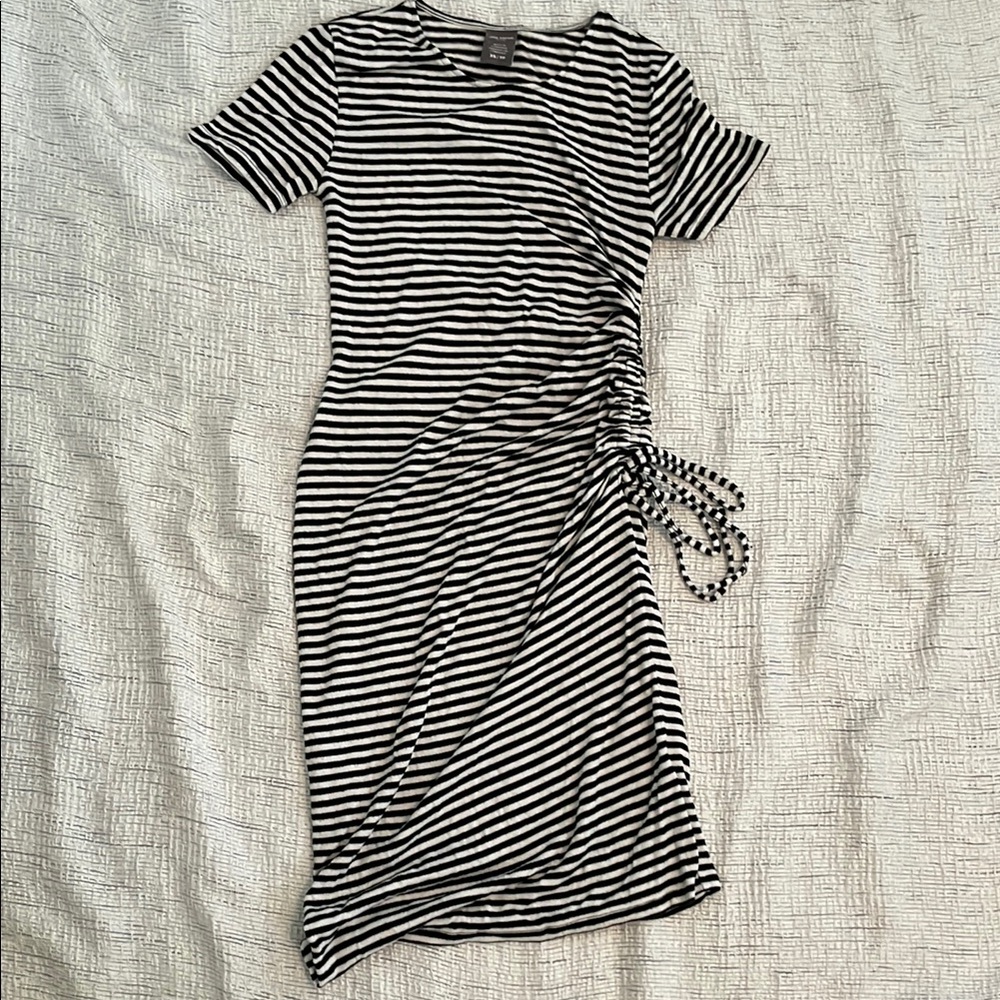 Joe Fresh Black and White Striped Midi Dress